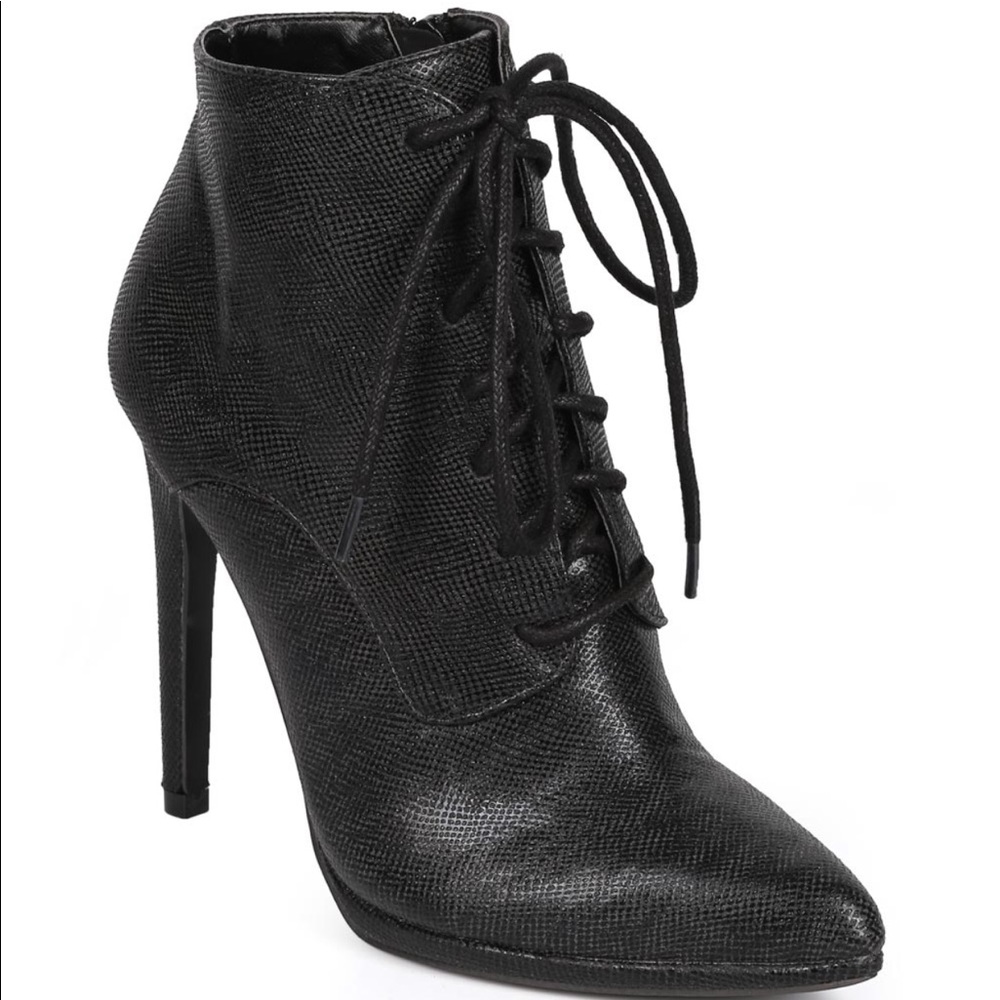 Qupid Lace-up Stiletto Bootie